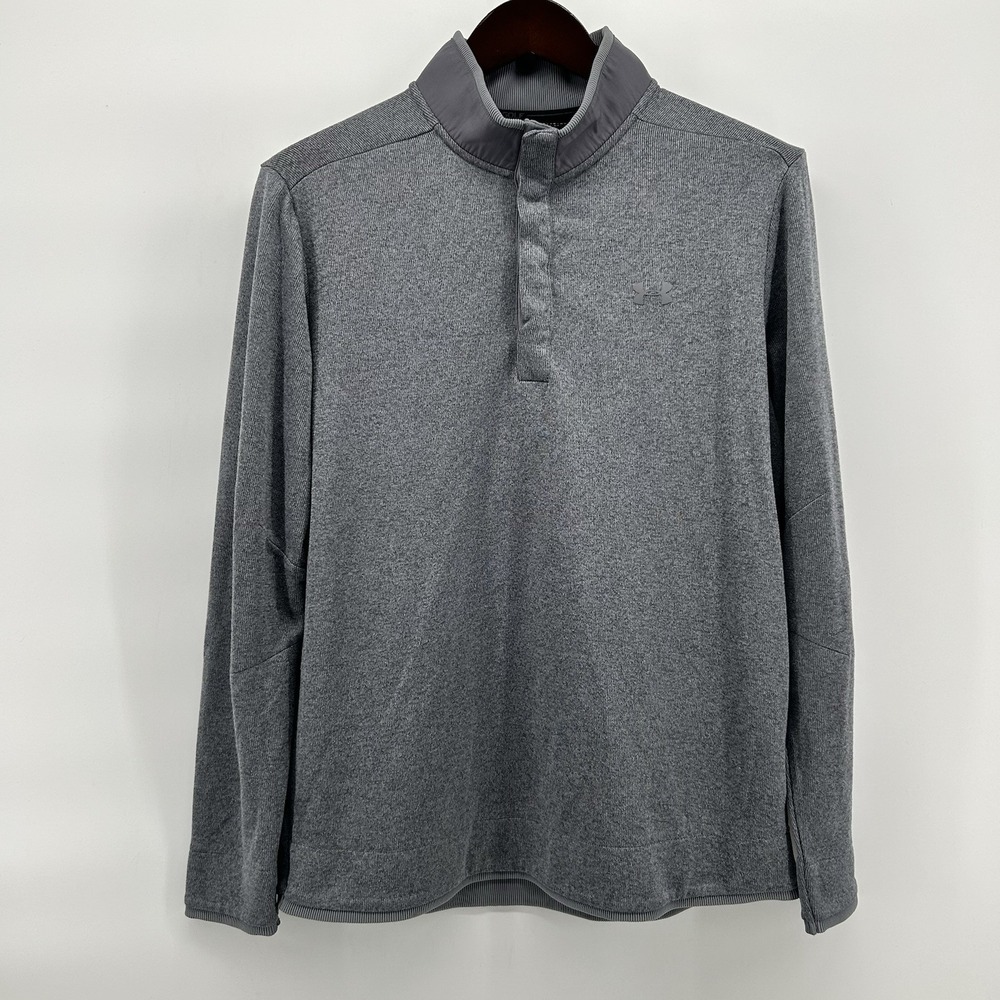 Under Armour UA Golf Mens L Gray 1/4 Snap Performance Pullover UA Logo Athletic